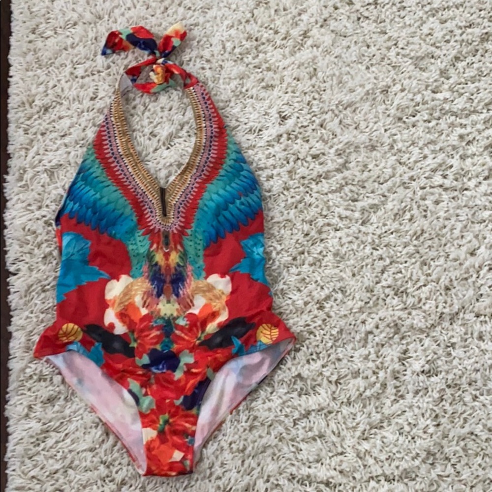 Bright floral one piece swimsuit